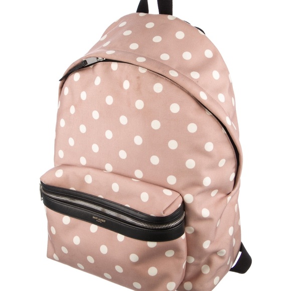 Saint Laurent City Polka Dot Canvas Backpack - Picture 3 of 6